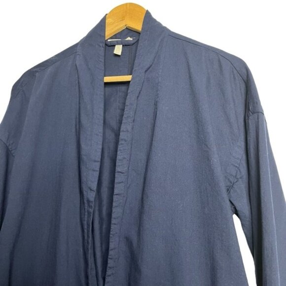 Eileen Fisher Organic Cotton Open Front Blue Jacket Women Size Medium - Picture 3 of 6